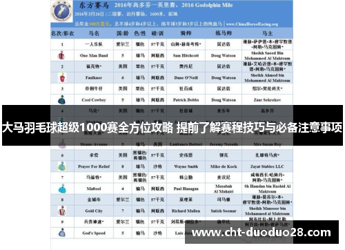 大马羽毛球超级1000赛全方位攻略 提前了解赛程技巧与必备注意事项